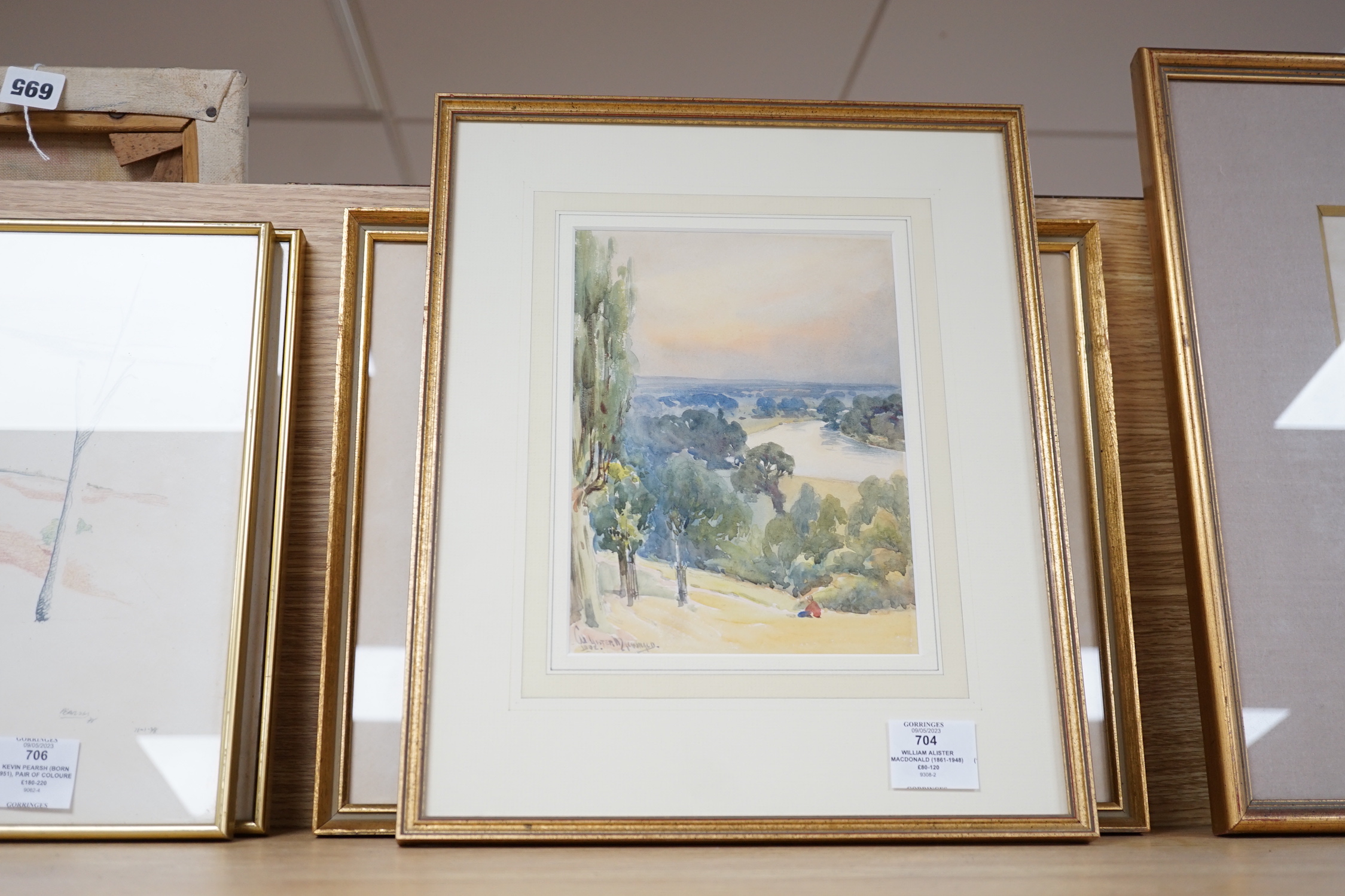 William Alister Macdonald (1861-1948), two watercolours, ' View from Richmond Hill' and 'Continental beach scene', one signed and dated 1902, 22 x 16cm and 16 x 25cm